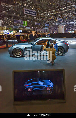 Genf/Schweiz - 9. März 2019: Genfer Autosalon, Puritalia Autos Berlinetta Stockfoto
