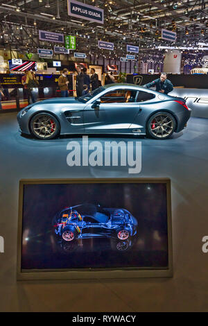 Genf/Schweiz - 9. März 2019: Genfer Autosalon, Puritalia Autos Berlinetta Stockfoto