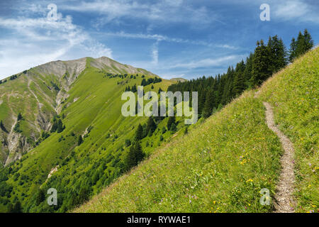 Landschaft des Bauges (Französische Alpen): Weg zum Chaurionde Peak und die Drison Pass Stockfoto