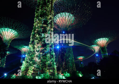 Abgebildet ist die Gärten an der Bucht Supertrees in Singapur Stockfoto