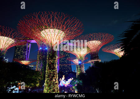 Abgebildet ist die Gärten an der Bucht Supertrees in Singapur Stockfoto