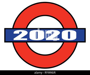 Eine Darstellung der Londoner U-Bahn, aber mit einem 2020 Platte Stock Vektor