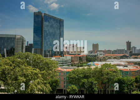 Landschaft Blick Richtung Clarke Quay von Fort Canning Park, Singapur Stockfoto