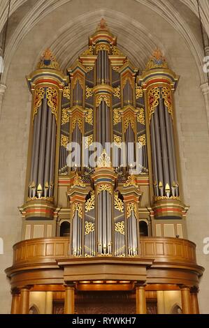 DURHAM, NC-23 FEB 2019 - Blick auf die Duke Kapelle, eine Kirche in der Mitte der Duke University Campus, eine private Forschung Universität. Stockfoto