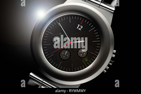 3D-Rendering für eine Nähe zu einer Uhr Stockfoto