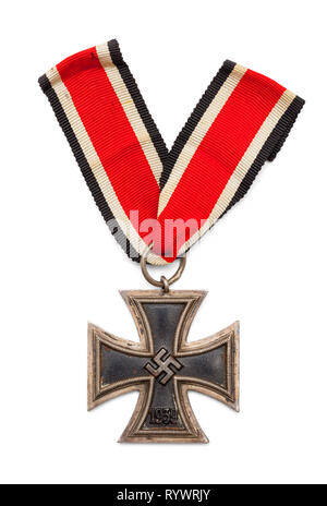 Weltkrieg zwei Ns-Iron Cross isoliert auf Weiss. Stockfoto