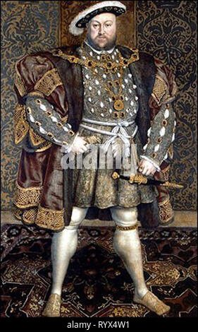 Heinrich VIII., König von England von 1509 bis zu seinem Tod im Jahre 1547. Henry war der zweite Tudor Monarch, der Nachfolger sein Vater, Henry VII. Henry ist am besten für seine sechs Ehen bekannt Stockfoto