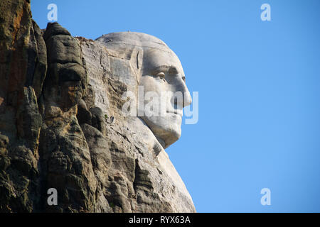 George Washington Gesicht am Mount Rushmore in South Dakota uns von einer anderen Seite des Berges Stockfoto