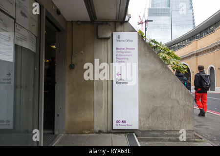 Öffentliche Eingang zu Becket House (Home Office), Einwanderung Durchsetzung Reporting Centre, St Thomas Street, Bermondsey, London, UK Stockfoto