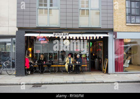 Fuckoffee vegane Restaurant und Cafe, Bermondsey Street, London, SE1, UK Stockfoto