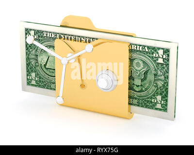 Computer Symbol für sichere Ordner safe Pack 1 Dollar Banknoten. Stockfoto