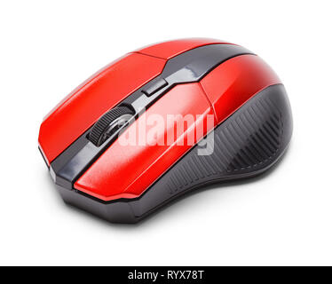 Red Gamer Computer Maus isoliert auf Weiss. Stockfoto