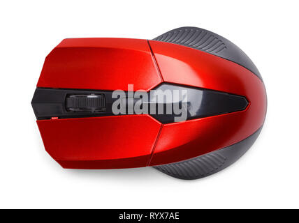 Blick von oben auf die Computer Maus isoliert auf Weiss. Stockfoto