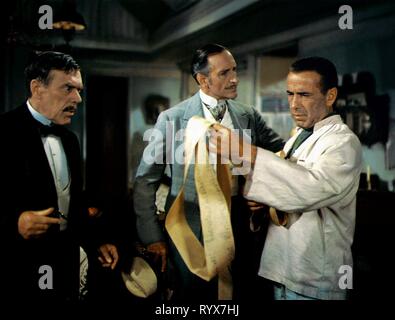 CARROLL, RATHBONE, Bogart, WIR SIND KEINE ENGEL, 1955 Stockfoto