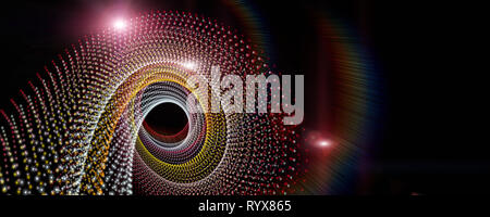 Futuristisches Teilchen panorama Hintergrund design Illustration mit Beleuchtung Stockfoto