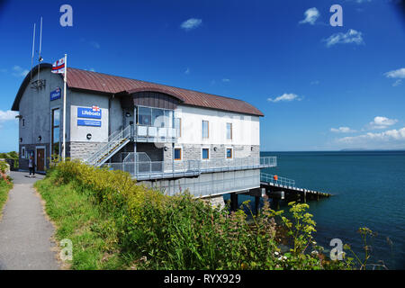 Moelfre Rettungsboot Station auf Anglesey im Norden von Wales im Sommer Stockfoto