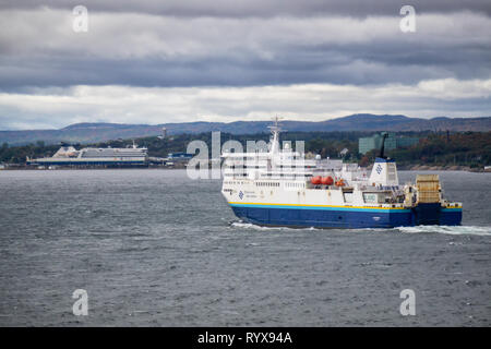 North Sydney, Nova Scotia, Kanada - Oktober 10, 2018: Blick auf die Stadt in der Nähe des Fährhafen während ein trüber Herbsttag. Stockfoto