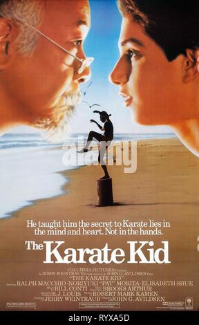 PAT MORITA, RALPH MACCHIO, Plakat, Karate Kid, 1984 Stockfoto