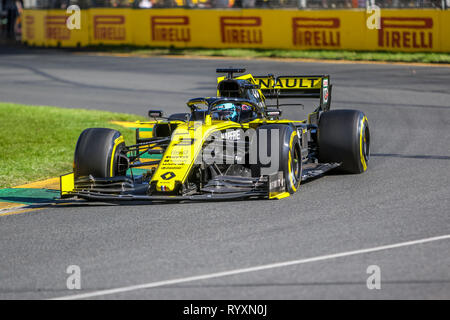 Melbourne, Victoria, Australien. 15 Mär, 2019. FIA-Formel-1-Weltmeisterschaft 2019 - Formel Eins Rolex Grand Prix von Australien - Freies Training 2 - Nr. 3 Daniel Ricciardo (Australien) Rennen für Renault F1 Racing Team fährt sein Renault R. S. 19. Credit: Brett Keating/Alamy leben Nachrichten Stockfoto