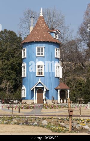 Saitama, Japan. 16 Mär, 2019. Die neuen Moominvalley Theme Park öffnet sich der Öffentlichkeit in Saitama. Der neue Themenpark in der British-Finnish animierte Familie Drama Serie Moominvalley inspiriert eröffnet heute (16. März) in der Stadt von Hanno, Saitama, in der Nähe von Tokio. Credit: Rodrigo Reyes Marin/ZUMA Draht/Alamy leben Nachrichten Stockfoto