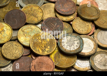 Geld Euro Münzen Hintergrund Stockfoto