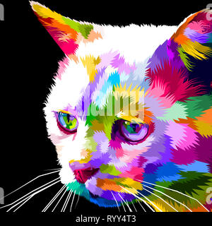 Gesicht der Katze auf Pop Art Stockfoto