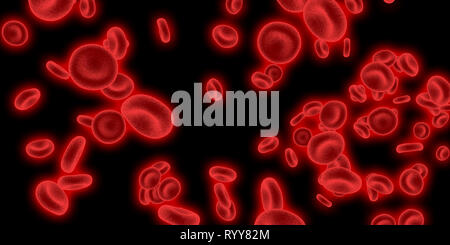 Rote Blutzellen fließt durch Kreislaufsystem Stockfoto