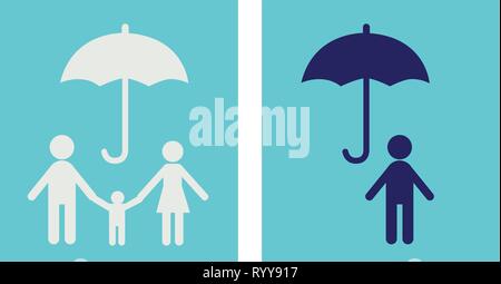 Leben Schutz Icon Design Vektor. Versicherung Familie Symbol Konzept. Symbol Stock Vektor