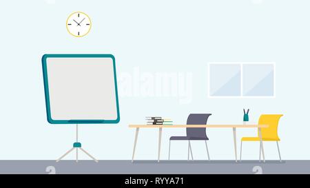 Innenraum der Klassenzimmer mit Schreibtisch und blackboard Vector Illustration. Klassenzimmer design in der Schule Stock Vektor