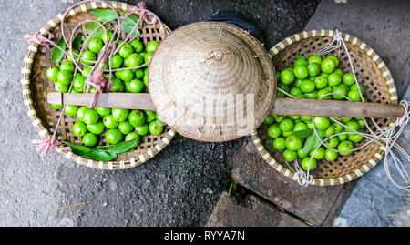 Obst Anbieter. Street Scene von Altstadt in Hanoi, Vietnam. Stockfoto