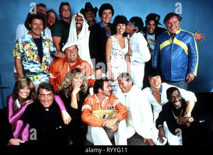 Tara Buckman, Dean Martin, Farrah Fawcett, Burt Reynolds, Roger Moore, Jackie Chan, Sammy Davis Jr, Alfie Wise, Jack Elam, Norman Grabowski, Joe Klecko, Jamie Farr, Mel Tellis, Bert Convy, Adrienne Barbeau, Michael Hui, Rick Aviles & Warren Berlinger Film: Die Cannonball Run (USA/HK 1981) Regie: Hal Needham vom 19. Juni 1981 SSS 75302 Allstar Bildarchiv/20 TH CENTURY FOX ** Warnung ** Dieses Foto ist nur für den redaktionellen Gebrauch bestimmt und unterliegen dem Copyright von 20th Century Fox und/oder der Fotograf durch den Film oder die Produktion Firma zugewiesen und kann nur durch Publikationen in Verbindung w reproduziert werden. Stockfoto