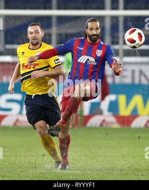 Duisburg, Deutschland. 15 Mär, 2019. firo: 15.03.2019 Fußball, 3. Bundesliga, Saison 2018/2019 KFC Uerdingen 05 - SC Fortuna Köln Adriano Grimaldi (Nr. 19, KFC Uerdingen 05) Single Action, | Nutzung der weltweiten Kredit: dpa/Alamy leben Nachrichten Stockfoto