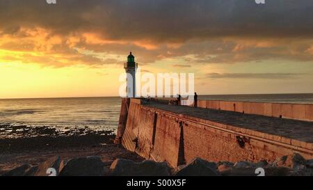 Leuchtturm von Saint Valery En Caux, Normandie, Frankreich Stockfoto