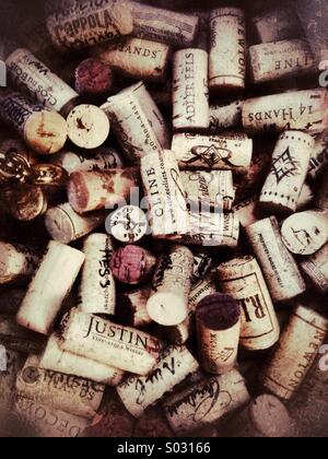 Korken von Weinflaschen Stockfoto