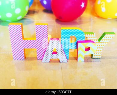 Geburtstag Dekoration und Farbe Ballons Stockfoto