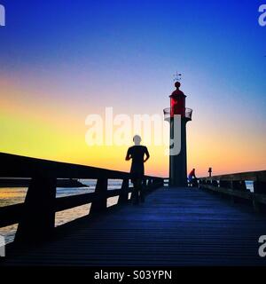 Der Leuchtturm in Trouville Sur Mer, Normandie, Frankreich. Stockfoto