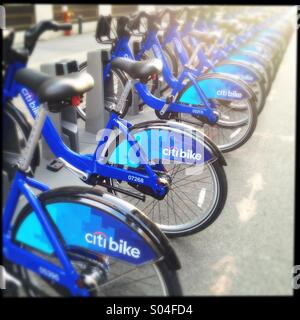 Citi-Bike-Station in West 20th Street Chelsea, New York Stockfoto