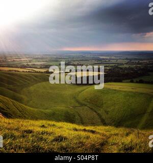 Blick vom White Horse Hill, oxfordshire Stockfoto