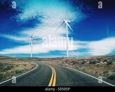 Saubere Energie Windkraftanlagen an der Wild Horse-Windpark in der Nähe von Ellensburg, Washington Stockfoto