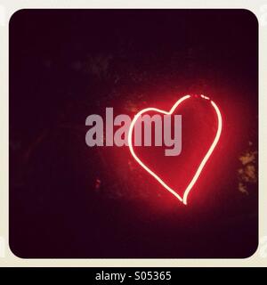 Neon Love Heart Stockfoto