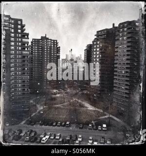 Projekte in der Lower East Side von Manhattan, Blick von der Williamsburg Bridge Stockfoto