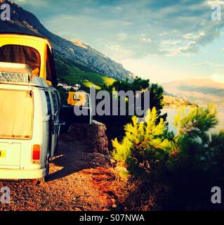 1970er Jahren Wohnmobil camping an der Adria Stockfoto