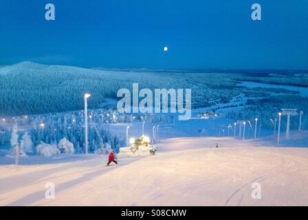 Skipisten in Ruka, Finnland Stockfoto