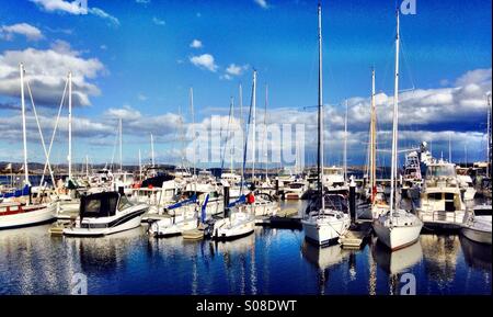 Boote im Hafen von Hobart Tasmanien Stockfoto