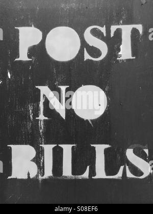 Ein Post No Bills unterzeichnen in New York City, USA. Stockfoto