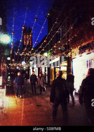 Weihnachtsbeleuchtung Coppergate Einkaufszentrum York North Yorkshire England UK Stockfoto