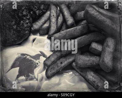 Ei, Chips und burger Stockfoto