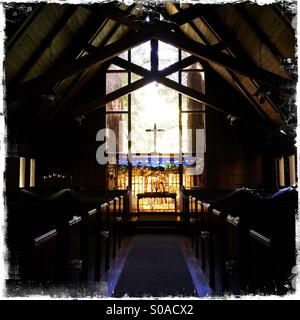 Historische Kapelle innen am Mount Hermon Conference Center. Santa Cruz County, California, USA Stockfoto