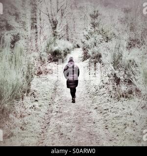 Wandern in den frost Stockfoto