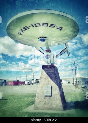 Modell des Raumschiffs Enterprise, in der Stadt von Vulcan, Alberta, Kanada. Stockfoto